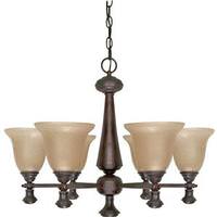 View 6 Light Old Bronze Amber Water Glass Shades Chandelier Light Fixture