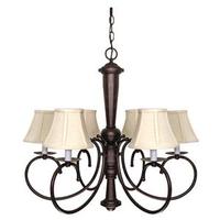 View 6 Light Old Bronze Natural Linen Fabric Shades Chandelier Light Fixture