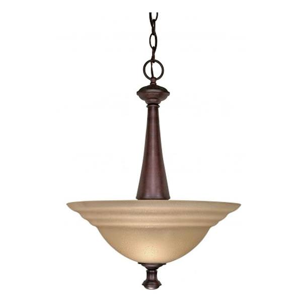 2 Light Old Bronze Amber Water Glass Shade Pendant Light Fixture