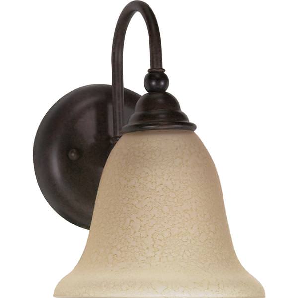 1 Light Old Bronze Amber Water Glass Shade Vanity Light Fixture