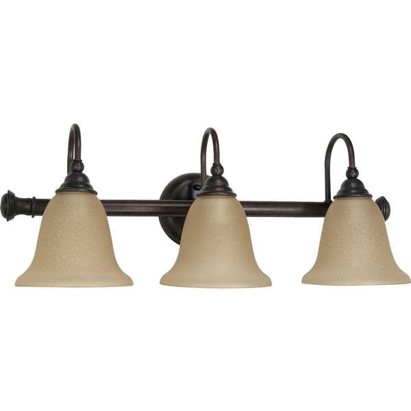 3 Light Old Bronze Amber Water Glass Shades Vanity Light Fixture