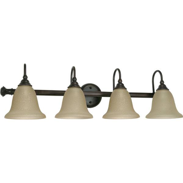 4 Light Old Bronze Amber Water Glass Shades Vanity Light Fixture