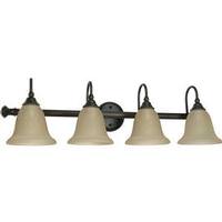 View 4 Light Old Bronze Amber Water Glass Shades Vanity Light Fixture