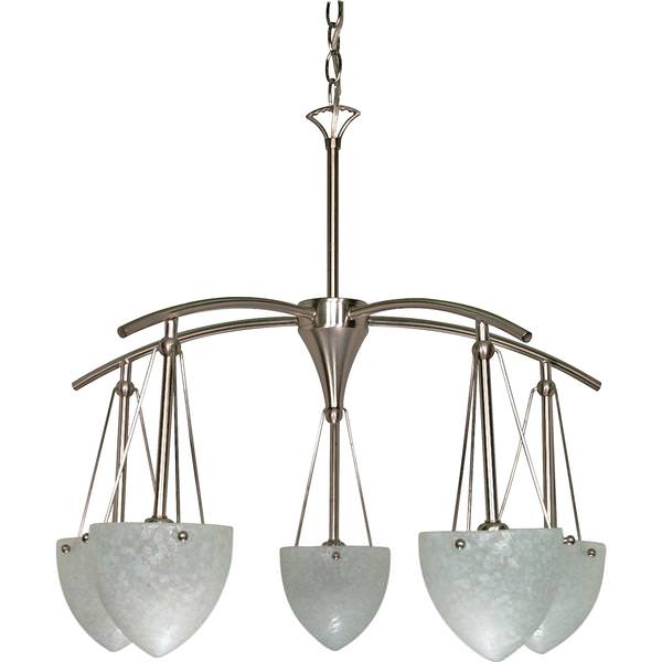 5 Light Brushed Nickel Water Spot Glass Shades Chandelier Light Fixture