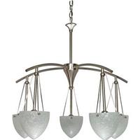 View 5 Light Brushed Nickel Water Spot Glass Shades Chandelier Light Fixture