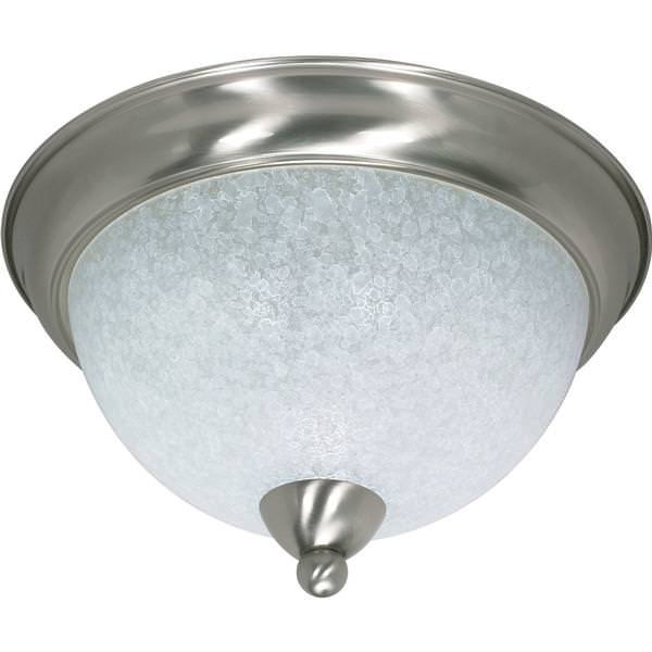 3 Light 15" Round Brushed Nickel Water Spot Glass Shade Ceiling Light Fixture