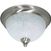 View 3 Light 15" Round Brushed Nickel Water Spot Glass Shade Ceiling Light Fixture