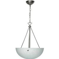 View 3 Light Brushed Nickel Water Spot Glass Shade Pendant Light Fixture