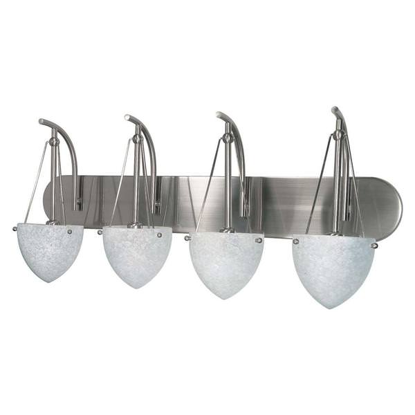 4 Light Brushed Nickel Water Spot Glass Shades Vanity Light Fixture