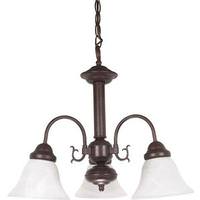 View 3 Light Old Bronze Alabaster Glass Bell Shades Chandelier Light Fixture