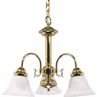 View 3 Light Polished Brass Alabaster Glass Bell Shades Chandelier Light Fixture