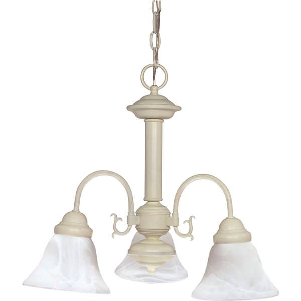 3 Light Textured White Alabaster Glass Bell Shades Chandelier Light Fixture