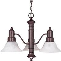 View 3 Light Old Bronze Alabaster Glass Bell Shades Chandelier Light Fixture