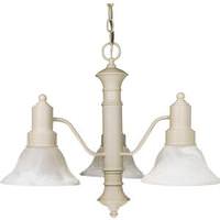 Nuvo Lighting 3 Light Textured White Alabaster Glass Bell Shades Chandelier Light Fixture