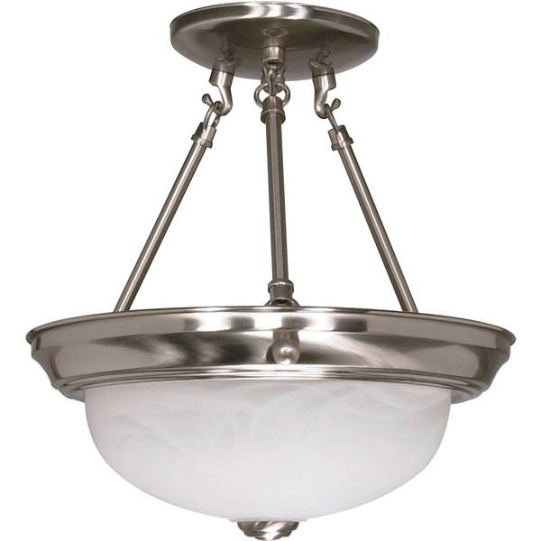 2 Light Brushed Nickel Alabaster Glass Shade Ceiling Light Fixture