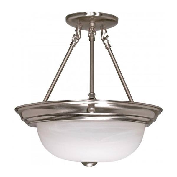 3 Light Brushed Nickel Alabaster Glass Shade Ceiling Light Fixture