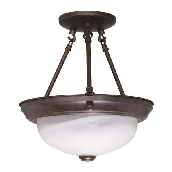 3 Light Old Bronze Alabaster Glass Shade Ceiling Light Fixture