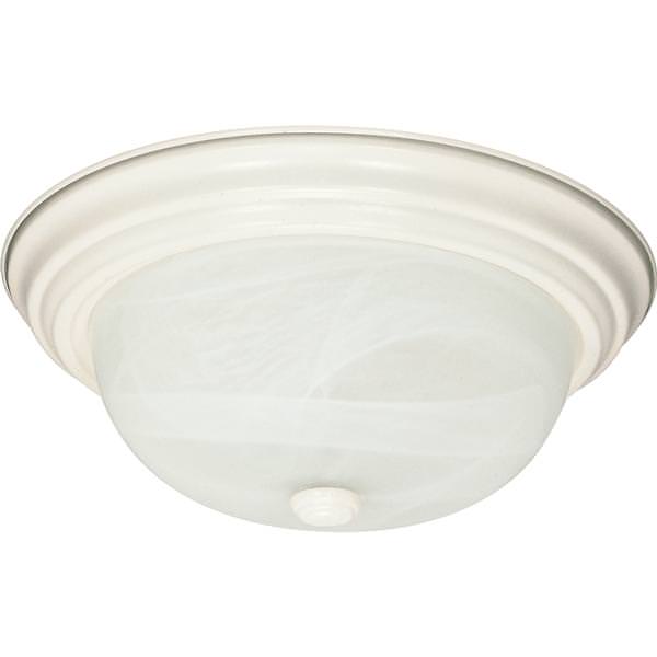 2 Light 11" Round Textured White Alabaster Glass Shade Ceiling Light Fixture