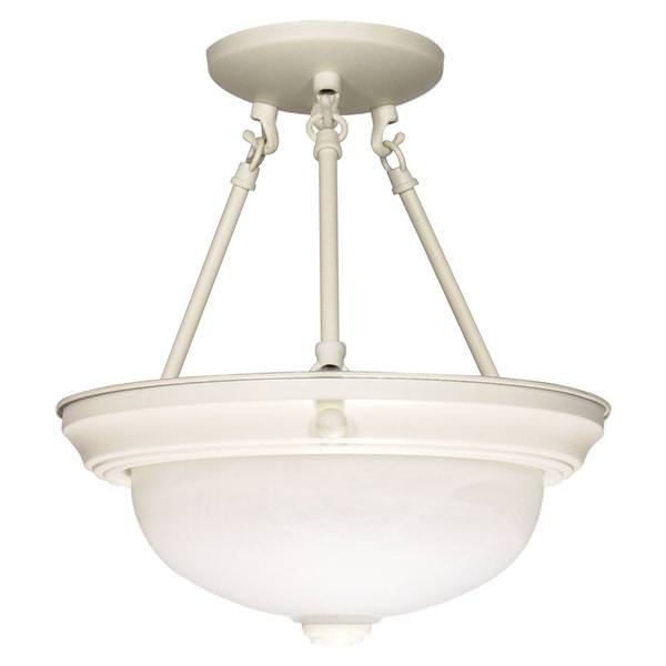 2 Light Textured White Alabaster Glass Shade Ceiling Light Fixture