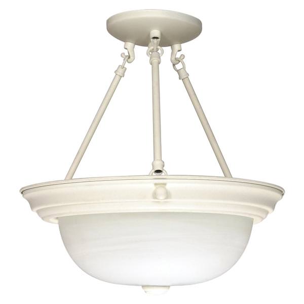3 Light Textured White Alabaster Glass Shade Ceiling Light Fixture