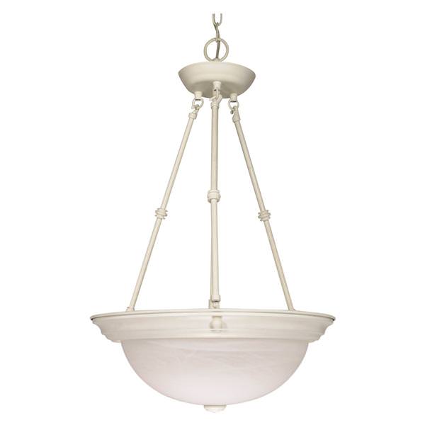 3 Light Textured White Alabaster Glass Shade Pendant Light Fixture