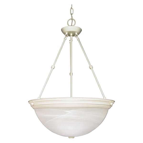 3 Light Textured White Alabaster Glass Shade Pendant Light Fixture