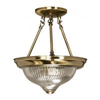 Nuvo Lighting 2 Light Antique Brass Clear Swirl Glass Shade Ceiling Light Fixture