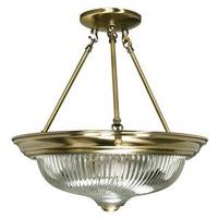 Nuvo Lighting 3 Light Antique Brass Clear Swirl Glass Shade Ceiling Light Fixture