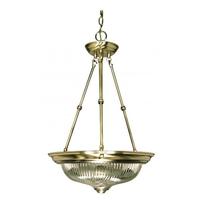 Nuvo Lighting 3 Light Antique Brass Clear Swirl Glass Shade Pendant Light Fixture