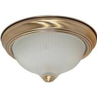 Nuvo Lighting 2 Light 11" Round Antique Brass Frosted Swirl Glass Shade Ceiling Light Fixture