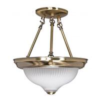 Nuvo Lighting 2 Light Antique Brass Frosted Swirl Glass Shade Ceiling Light Fixture