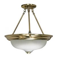 Nuvo Lighting 3 Light Antique Brass Frosted Swirl Glass Shade Ceiling Light Fixture