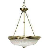 Nuvo Lighting 3 Light Antique Brass Frosted Swirl Glass Shade Pendant Light Fixture