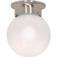 Nuvo Lighting 1 Light Brushed Nickel White Glass Ball Shade Ceiling Light Fixture
