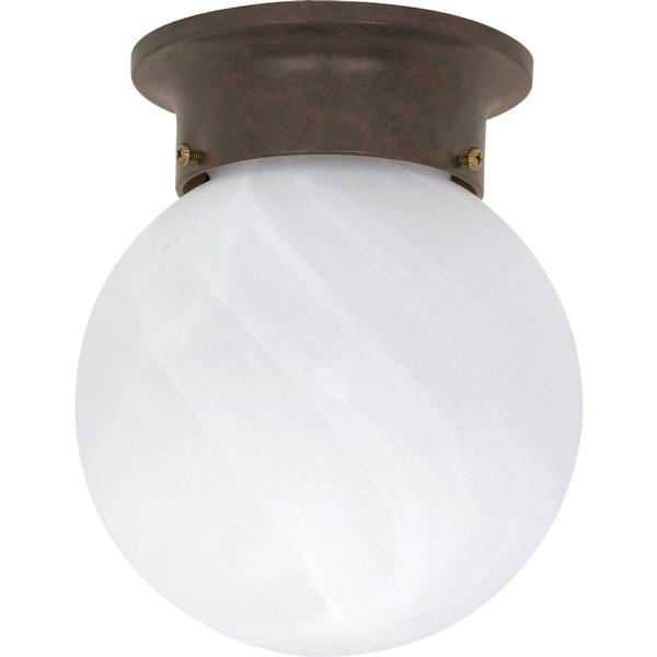 1 Light Old Bronze Alabaster Glass Ball Shade Ceiling Light Fixture