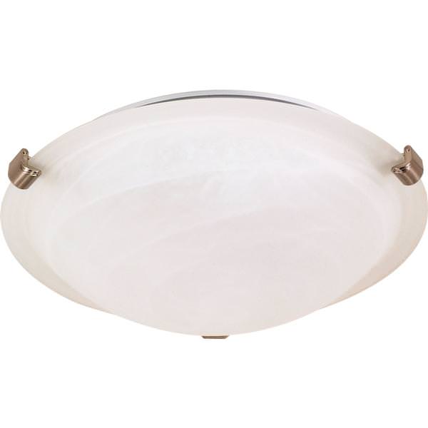 1 Light 12" Round Brushed Nickel Alabaster Glass Dome Shade Tri-Clip Ceiling Light Fixture