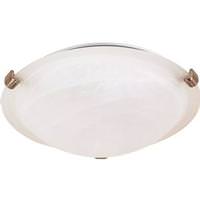 Nuvo Lighting 1 Light 12" Round Brushed Nickel Alabaster Glass Dome Shade Tri-Clip Ceiling Light Fixture