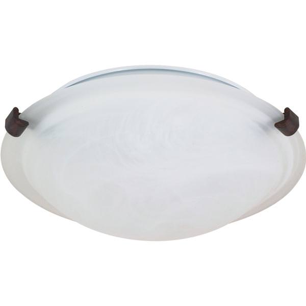 2 Light 16" Round Old Bronze Alabaster Glass Dome Shade Tri-Clip Ceiling Light Fixture