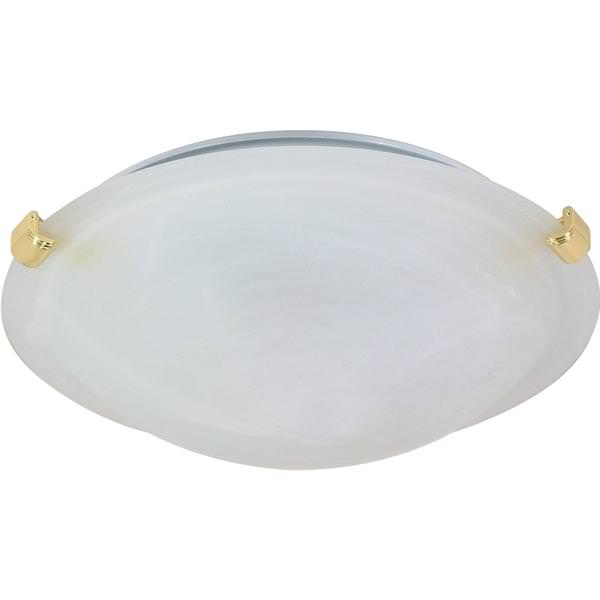 1 Light 12" Round Polished Brass Alabaster Glass Dome Shade Tri-Clip Ceiling Light Fixture