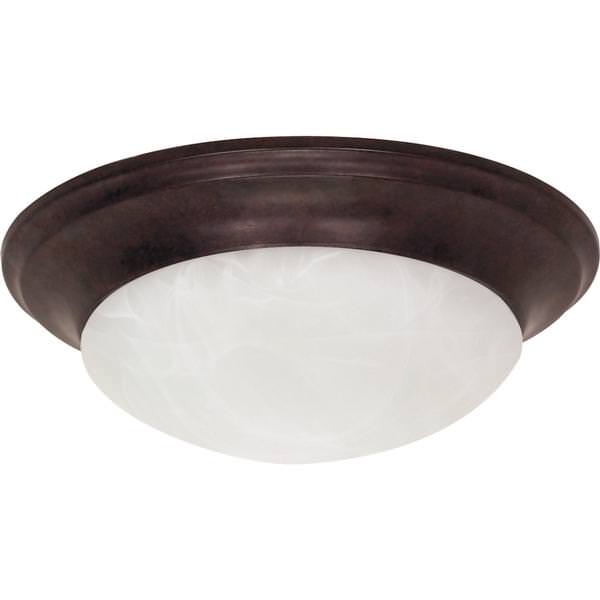 1 Light 11" Round Old Bronze Alabaster Glass Dome Shade Twist and Lock Ceiling Light Fixture