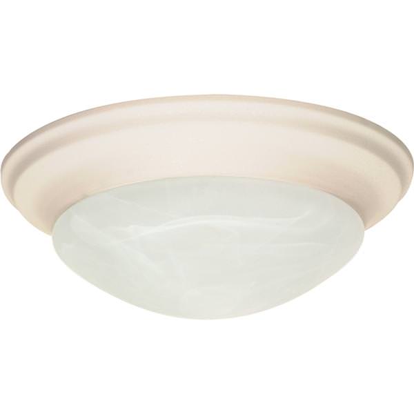1 Light 11" Round Textured White Alabaster Glass Dome Shade Twist and Lock Ceiling Light Fixture