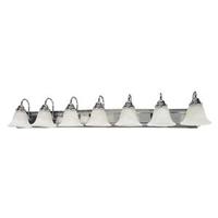 View 7 Light Polished Chrome Alabaster Glass Bell Shades Vanity Light Fixture