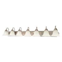 View 7 Light Brushed Nickel Alabaster Glass Bell Shades Vanity Light Fixture