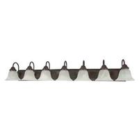View 7 Light Old Bronze Alabaster Glass Bell Shades Vanity Light Fixture