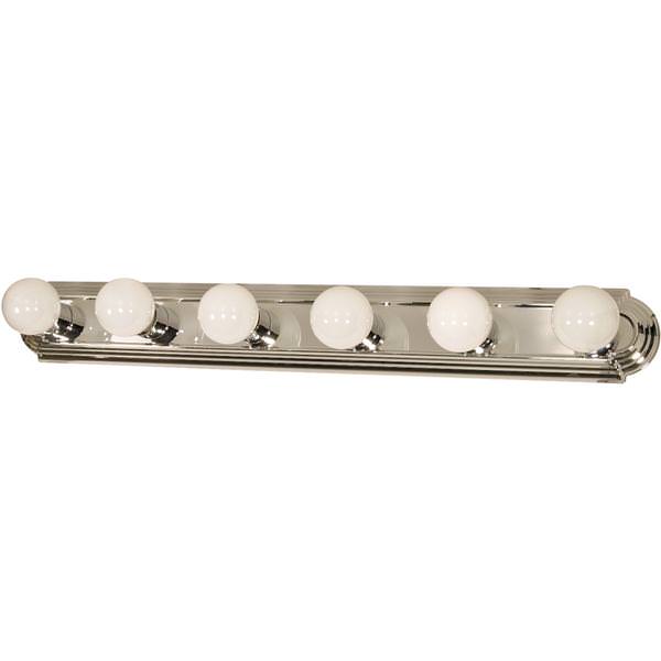 6 Light Polished Chrome Racetrack Style Vanity Light Fixture