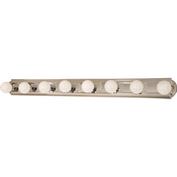 8 Light Polished Chrome Racetrack Style Vanity Light Fixture