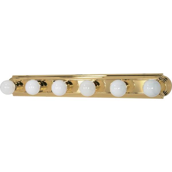 6 Light Polished Brass Racetrack Style Vanity Light Fixture
