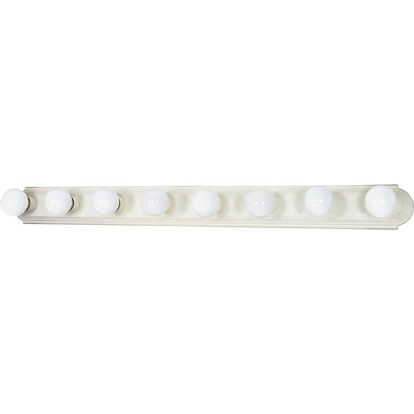 8 Light Textured White Racetrack Style Vanity Light Fixture