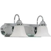 View 2 Light Polished Chrome Alabaster Glass Bell Shades Vanity Light Fixture