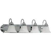 View 4 Light Polished Chrome Alabaster Glass Bell Shades Vanity Light Fixture